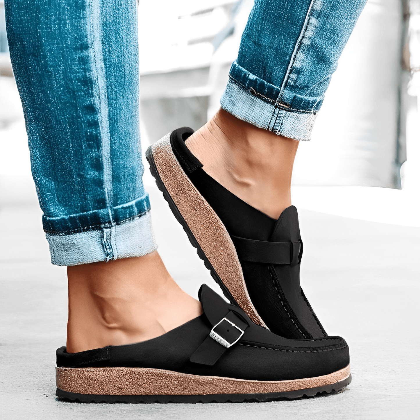 Selma™ | Lyxiga Ortopediska Tofflor med Stilren Läderlook