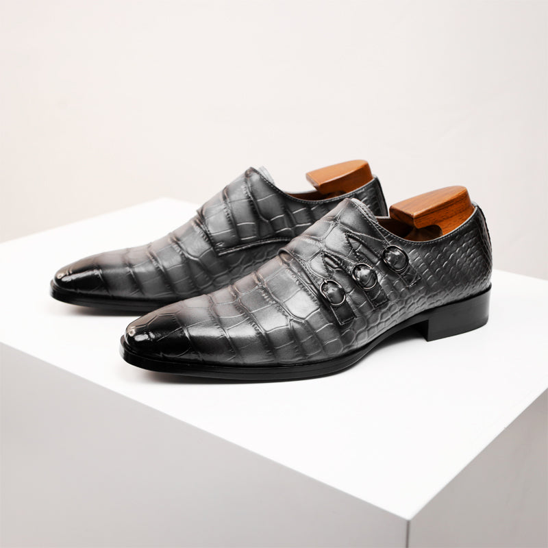 Evalt™ | Lyxiga Läderloafers med Alligatormönster