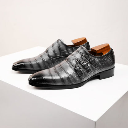 Evalt™ | Lyxiga Läderloafers med Alligatormönster